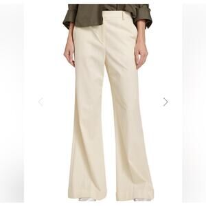 TWP The Howard Flat Front Flared Pants in Winter White
